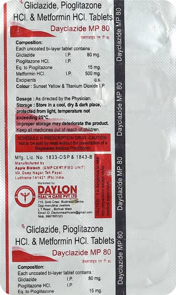 Dayclazide Mp 80mg Strip Of 10 Tablets