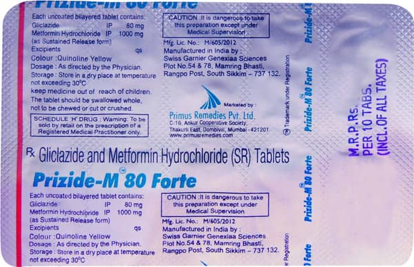 Prizide M 80mg Forte Strip Of 10 Tablets