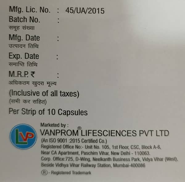 Safertine 100Mg Strip Of 10 Capsules