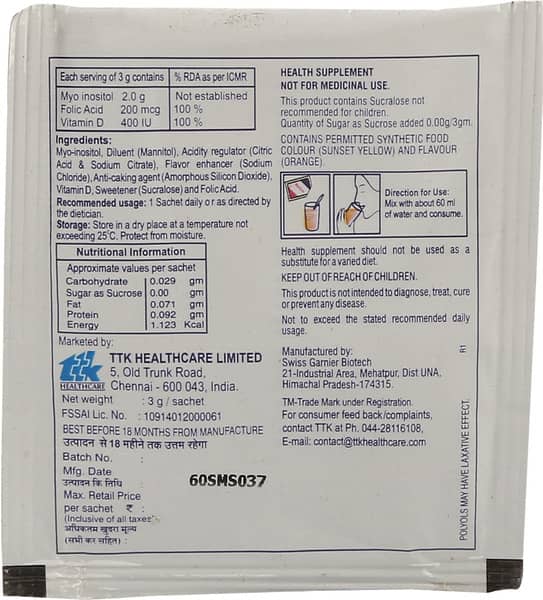 Myocyst Orange Flavour Sugar Free Sachet Of 3gm Granules