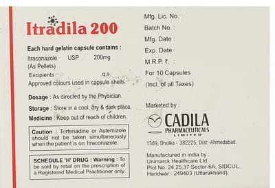 Itradila 200mg Strip Of 10 Capsules