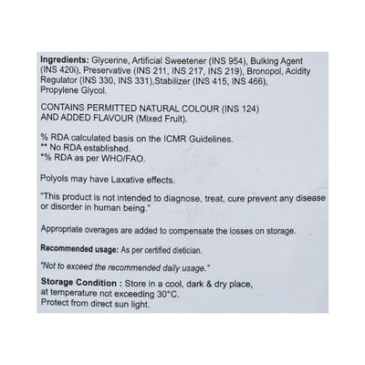 Vivoz Sugar Free Bottle Of 200ml Syrup