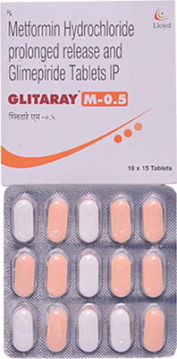 Glitaray M 0.5mg Strip Of 15 Tablets