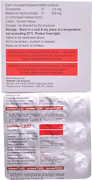 Glitaray M 0.5mg Strip Of 15 Tablets