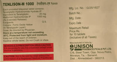 Tenlison M 1000mg Strip Of 10 Tablets
