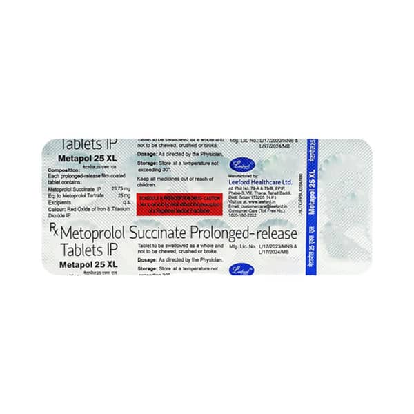 Metapol 25mg Xl Strip Of 10 Tablets