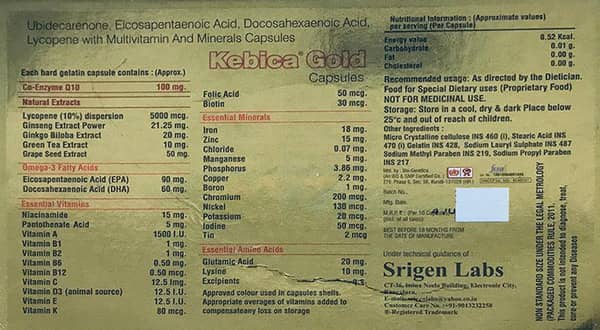 Kebica Gold Strip Of 10 Capsules