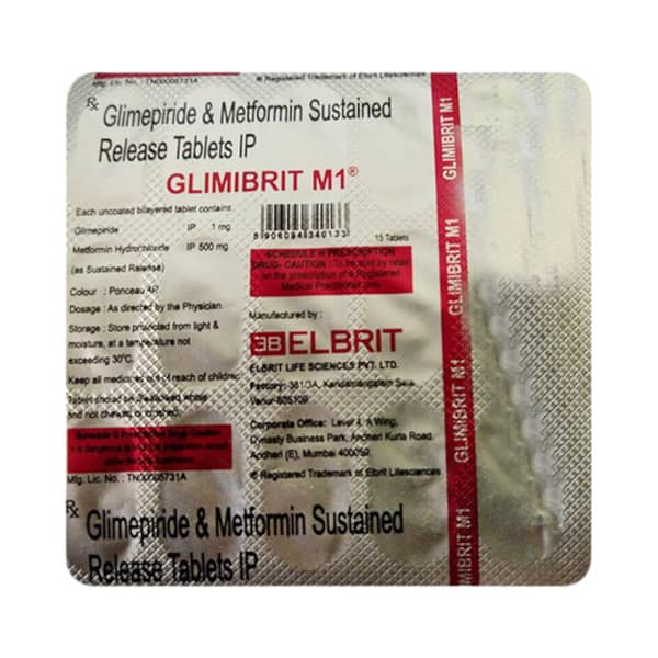 Glimibrit M 1mg Strip Of 15 Tablets