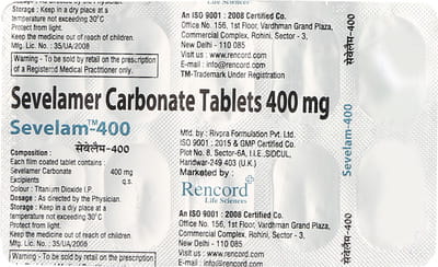 Sevelam 400mg Strip Of 10 Tablets