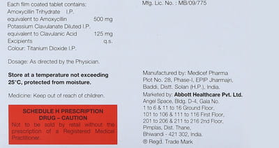Amoxyclav 625mg Strip Of 10 Tablets