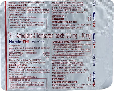 Numlo Tm 2.5/40mg Strip Of 15 Tablets
