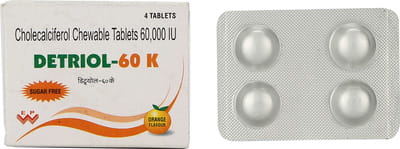 Detriol 60k Orange Flavour Sugar Free Strip Of 4 Chewable Tablets