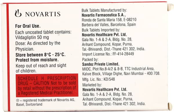 Galvus 50mg Strip Of 15 Tablets