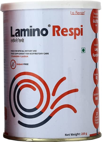 Lamino Respi Strawberry Flavour Sugar Free Tin Of 200gm Powder