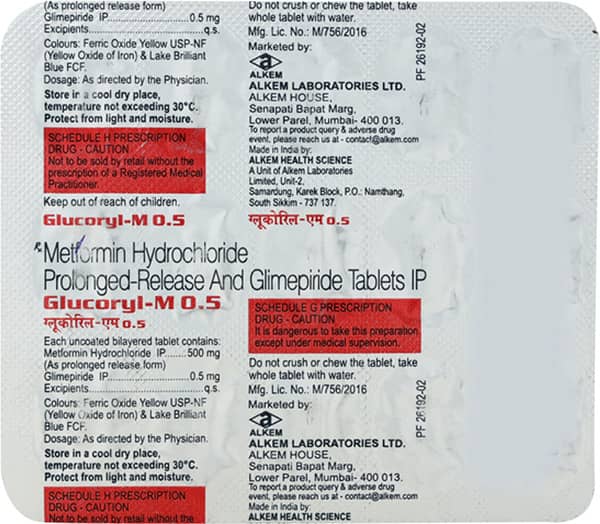 Glucoryl M 0.5Mg Strip Of 15 Tablets