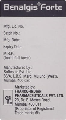 Benalgis Forte Bottle Of 15 Softgel Capsules