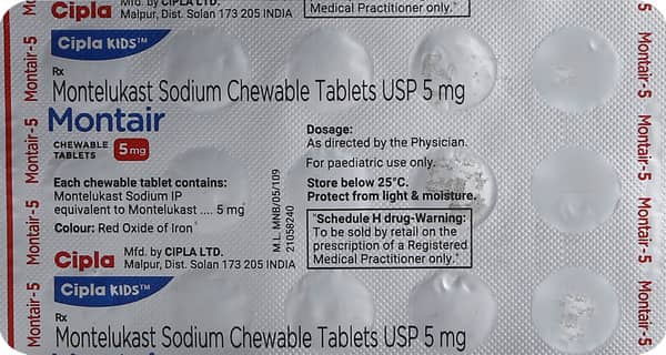 Montair 5mg Strawberry Flavour Strip Of 15 Chewable Tablets