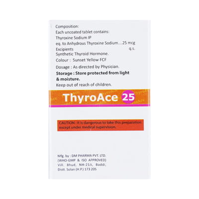 Thyroace 25mcg Bottle Of 100 Tablets
