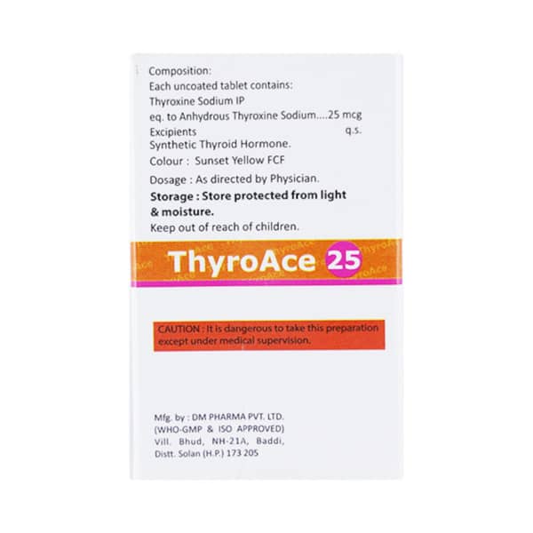 Thyroace 25mcg Bottle Of 100 Tablets