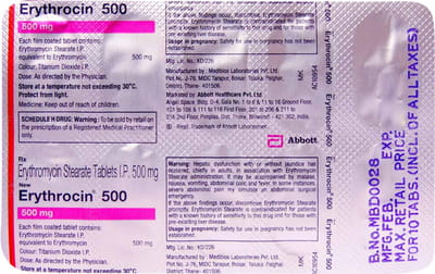 New Erythrocin 500mg Strip Of 10 Tablets
