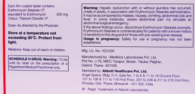 New Erythrocin 500mg Strip Of 10 Tablets