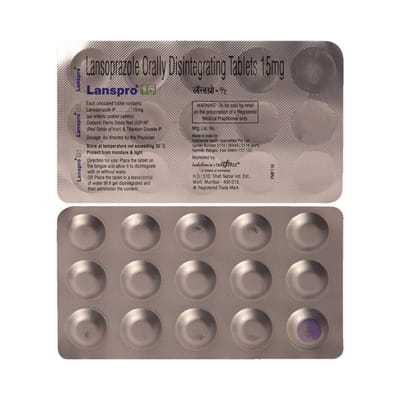 Lanspro 15mg Strip Of 15 Tablets