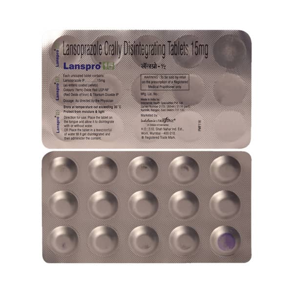 Lanspro 15mg Strip Of 15 Tablets