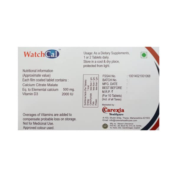 Watch Cal Strip Of 10 Tablets