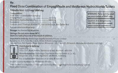 Gibtulio Met 12.5/1000mg Strip Of 10 Tablets