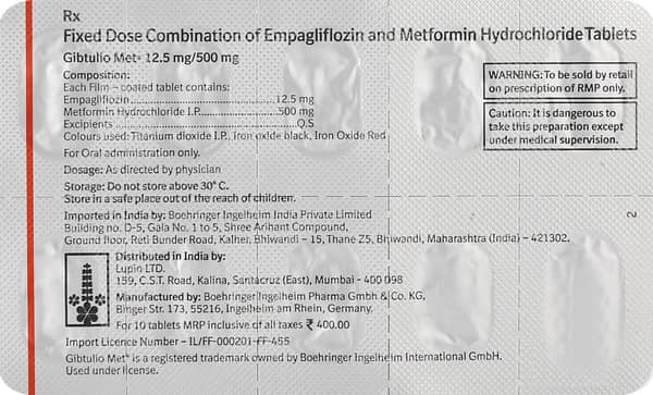 Gibtulio Met 12.5/500mg Tablet