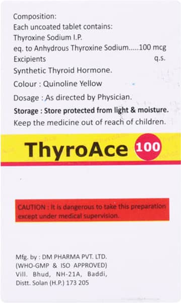 Thyroace 100mcg Bottle Of 100 Tablets