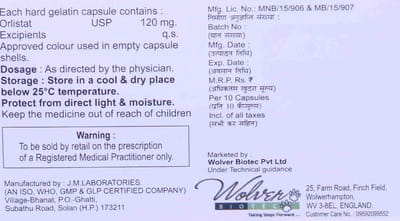 Wolslim 120mg Strip Of 10 Capsules