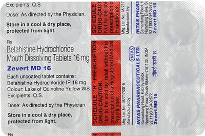 Zevert Md 16mg Strip Of 15 Tablets