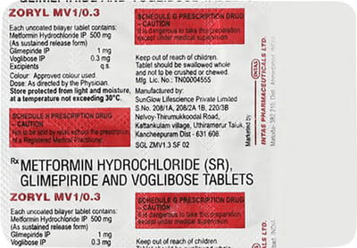 Zoryl Mv 1/0.3mg Strip Of 10 Tablets