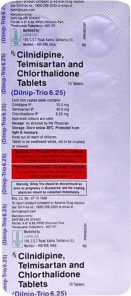 Dilnip Trio 6.25mg Strip Of 10 Tablets