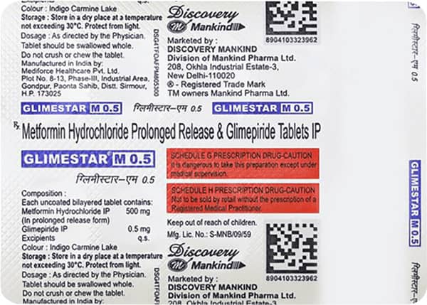 Glimestar M 0.5mg Strip Of 10 Tablets