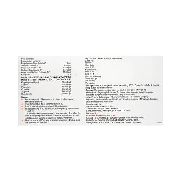 Pegovag Lemon Flavour Sachet Of 137.90gm Oral Powder