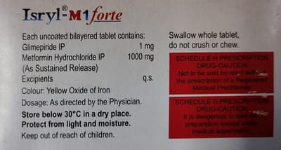 Isryl M 1 Forte Strip Of 15 Tablets