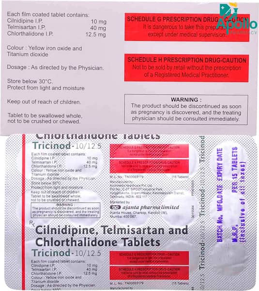 Tricinod 10/12.5mg Strip Of 15 Tablets