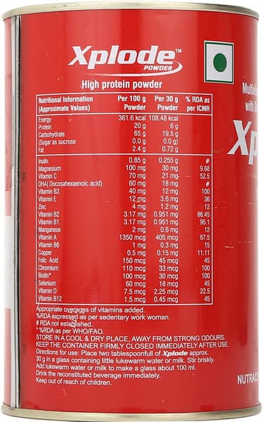 Xplode Chocolate With Vanilla And Cocoa Flavour Tin Of 200gm Powder