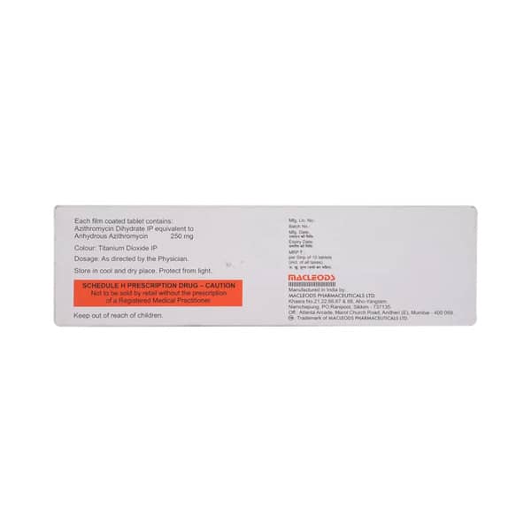 Zithrox 250mg Strip Of 10 Tablets