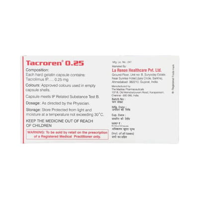 Tacroren 0.25mg Strip Of 10 Capsules