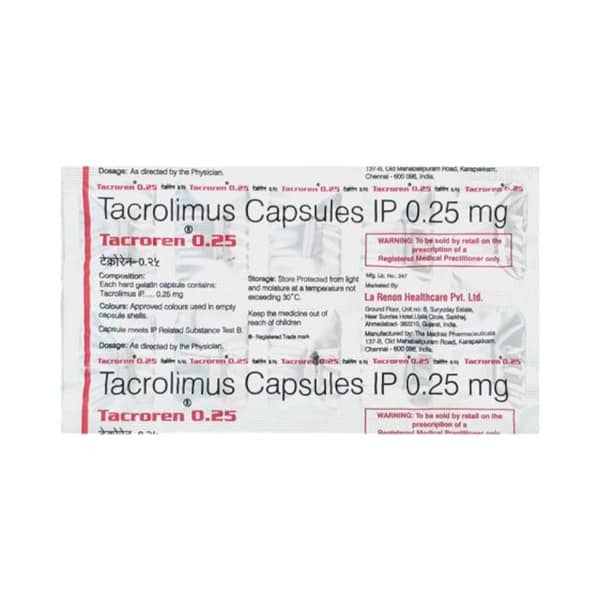 Tacroren 0.25mg Strip Of 10 Capsules