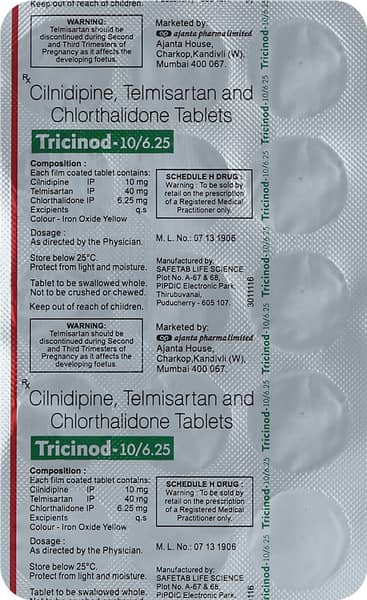 Tricinod 10/6.25mg Strip Of 15 Tablets