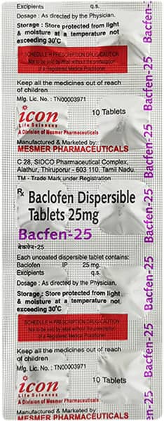 Bacfen 25mg Strip Of 10 Tablets