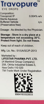 Travopure Bottle Of 3ml Eye Drops