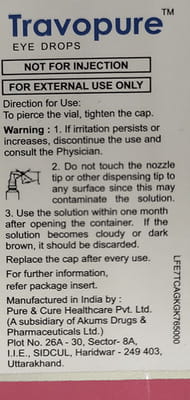 Travopure Bottle Of 3ml Eye Drops
