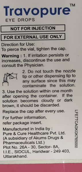 Travopure Bottle Of 3ml Eye Drops