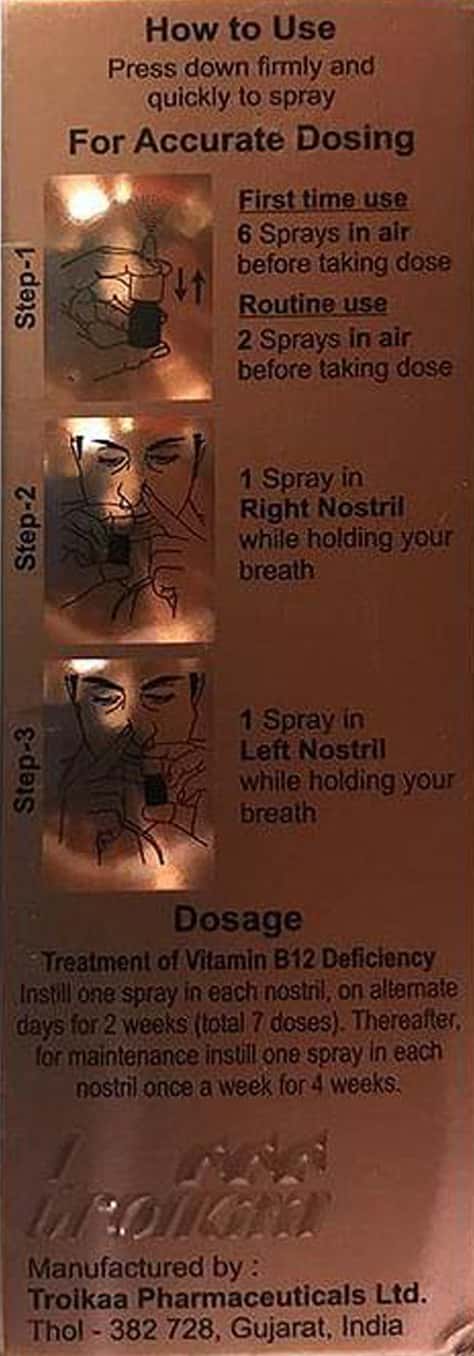 Naso B12 250 MCG Nasal Spray (2.3): Uses, Side Effects, Price & Dosage