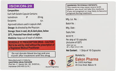 Isokon 20mg Strip Of 10 Capsules